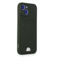 Newface iPhone 15 Kılıf Kelvin Kartvizitli Silikon - Koyu Yeşil