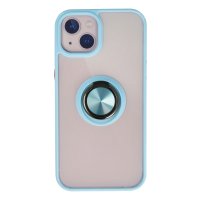 Newface iPhone 15 Kılıf Montreal Yüzüklü Silikon Kapak - Buz Mavi