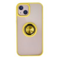 Newface iPhone 15 Kılıf Montreal Yüzüklü Silikon Kapak - Sarı