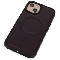 Newface iPhone 15 Kılıf Ozzi Magsafe Deri Kapak - Derin Mor