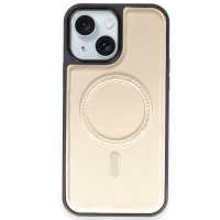 Newface iPhone 15 Kılıf Ozzi Magsafe Deri Kapak - Natural Grey
