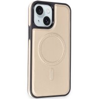 Newface iPhone 15 Kılıf Ozzi Magsafe Deri Kapak - Natural Grey