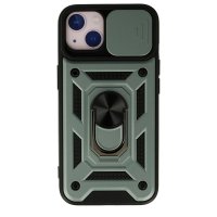 Newface iPhone 15 Kılıf Pars Lens Yüzüklü Silikon - Yeşil