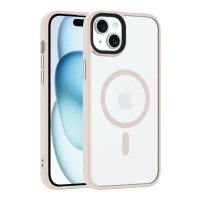 Newface iPhone 15 Kılıf Trex Magneticsafe Kapak - Pudra