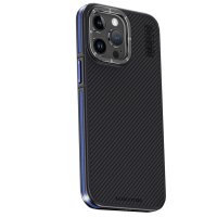 Joko iPhone 15 Pro Kılıf Aramid 600D Kevlar Karbon Fiber Magsafe Kapak - Lacivert