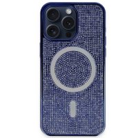 Newface iPhone 15 Pro Kılıf Diamond Magsafe Kapak - Lacivert