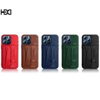 HDD iPhone 15 Pro Kılıf HD Deri Kartvizitli Kapak - Lacivert