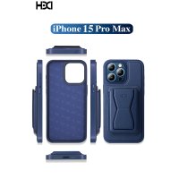 HDD iPhone 15 Pro Kılıf HD Deri Luxury Magnet Kartvizitli Kapak - Kahverengi