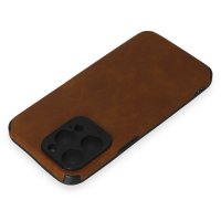 Newface iPhone 15 Pro Kılıf Loop Deri Silikon - Kahverengi