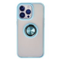 Newface iPhone 15 Pro Kılıf Montreal Yüzüklü Silikon Kapak - Buz Mavi