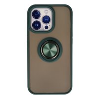 Newface iPhone 15 Pro Kılıf Montreal Yüzüklü Silikon Kapak - Yeşil