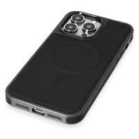 Newface iPhone 15 Pro Kılıf Ozzi Magsafe Deri Kapak - Siyah