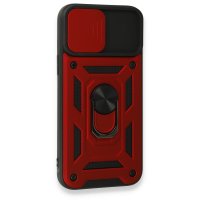 Newface iPhone 15 Pro Kılıf Pars Lens Yüzüklü Silikon - Kırmızı