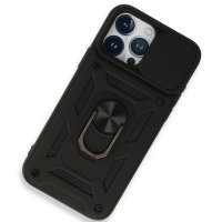 Newface iPhone 15 Pro Kılıf Pars Lens Yüzüklü Silikon - Siyah