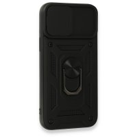 Newface iPhone 15 Pro Kılıf Pars Lens Yüzüklü Silikon - Siyah