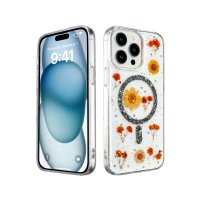 Newface iPhone 15 Pro Max Kılıf Daisy Simli Magsafe Kapak - Siyah