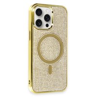Newface iPhone 15 Pro Max Kılıf Diamond Magsafe Kapak - Gold