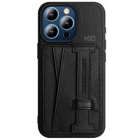 HDD iPhone 15 Pro Max Kılıf HD Deri Kartvizitli Kapak - Siyah