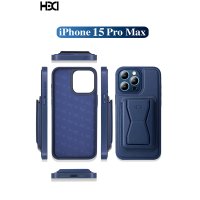 HDD iPhone 15 Pro Max Kılıf HD Deri Luxury Magnet Kartvizitli Kapak - Koyu Yeşil