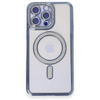 Newface iPhone 15 Pro Max Kılıf Joke Simli Magneticsafe Kılıf - Mavi