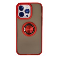 Newface iPhone 15 Pro Max Kılıf Montreal Yüzüklü Silikon Kapak - Kırmızı
