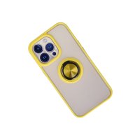 Newface iPhone 15 Pro Max Kılıf Montreal Yüzüklü Silikon Kapak - Sarı