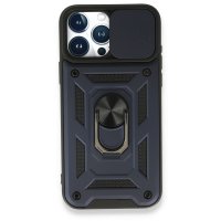 Newface iPhone 15 Pro Max Kılıf Pars Lens Yüzüklü Silikon - Lacivert