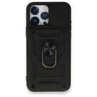 Newface iPhone 15 Pro Max Kılıf Pars Lens Yüzüklü Silikon - Siyah