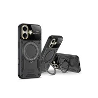 Newface iPhone 16 Kılıf Joy Lens Standlı Kapak - Koyu Yeşil