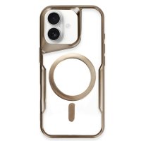 Newface iPhone 16 Plus Kılıf Boyi Magsafe Silikon Kapak - Kahverengi
