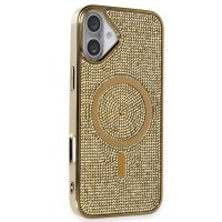 Newface iPhone 16 Plus Kılıf Diamond Magsafe Kapak - Gold