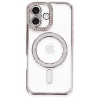 Newface iPhone 16 Plus Kılıf Joke Simli Magneticsafe Kılıf - Pembe
