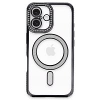 Newface iPhone 16 Plus Kılıf Joke Simli Magneticsafe Kılıf - Siyah