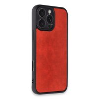 Newface iPhone 16 Pro Max Kılıf Aras Deri Kapak - Kırmızı