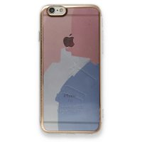 Newface iPhone 6 Kılıf Çiçekli Silikon - Pembe - Mavi