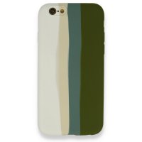 Newface iPhone 6 Kılıf Ebruli Lansman Silikon - Beyaz-Yeşil
