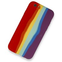 Newface iPhone 6 Kılıf Ebruli Lansman Silikon - Kırmızı-Mor