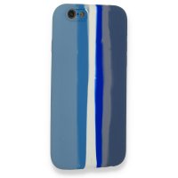 Newface iPhone 6 Kılıf Ebruli Lansman Silikon - Mavi-Gri