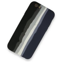 Newface iPhone 6 Kılıf Ebruli Lansman Silikon - Siyah-Lacivert