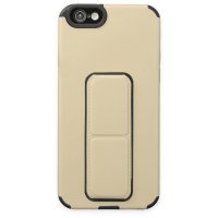 Newface iPhone 6 Kılıf Mega Standlı Silikon - Gold