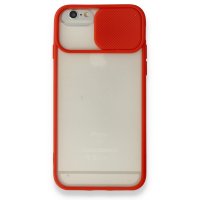 Newface iPhone 6 Kılıf Palm Buzlu Kamera Sürgülü Silikon - Kırmızı