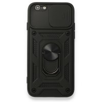 Newface iPhone 6 Kılıf Pars Lens Yüzüklü Silikon - Siyah