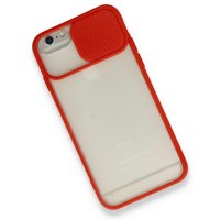 Newface iPhone 6 Plus Kılıf Palm Buzlu Kamera Sürgülü Silikon - Kırmızı