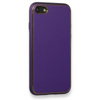 Newface iPhone 7 Kılıf Coco Deri Silikon Kapak - Mor