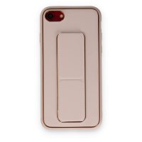 Newface iPhone 7 Kılıf Coco Deri Standlı Kapak - Pudra