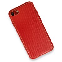 Newface iPhone 7 Kılıf Coco Karbon Silikon - Kırmızı