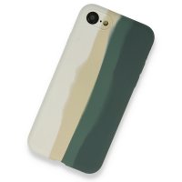 Newface iPhone 7 Kılıf Ebruli Lansman Silikon - Beyaz-Gri