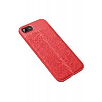 Newface iPhone 7 Kılıf Focus Derili Silikon - Kırmızı