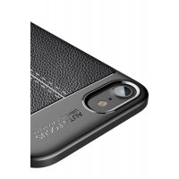 Newface iPhone 7 Kılıf Focus Derili Silikon - Siyah