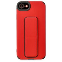 Newface iPhone 7 Kılıf Mega Standlı Silikon - Kırmızı
